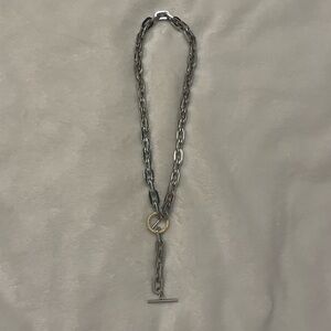 Chunky Mixed Metal Chain Toggle Necklace - Silver & Gold